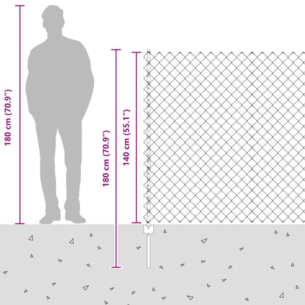 Udendørs kædehegn med stolpe 10 x 1,4 m PVC-belagt stål Grøn