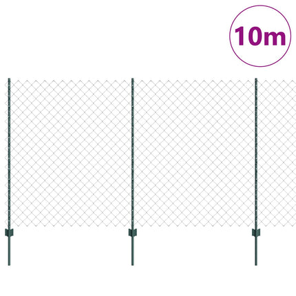 Kæde-link hegn med stolpe 10 x 1,4 m PVC-belagt stål Grøn Mesh
