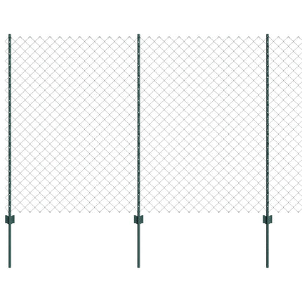 Udendørs kædehegn med stolpe 10 x 1,5 m PVC-belagt stål Grøn