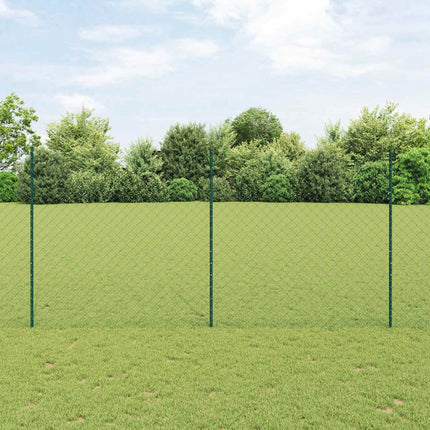 Udendørs kædehegn med stolpe 10 x 1,6 m PVC-belagt stål Grøn