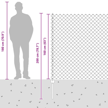 Udendørs kædehegn med stolpe 10 x 1,6 m PVC-belagt stål Grøn
