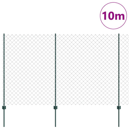 Udendørs kædehegn med stolpe 10 x 1,6 m PVC-belagt stål Grøn