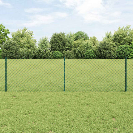 Kæde-link hegn med stolpe 25 x 0,6 m PVC-belagt stål Grøn Mesh