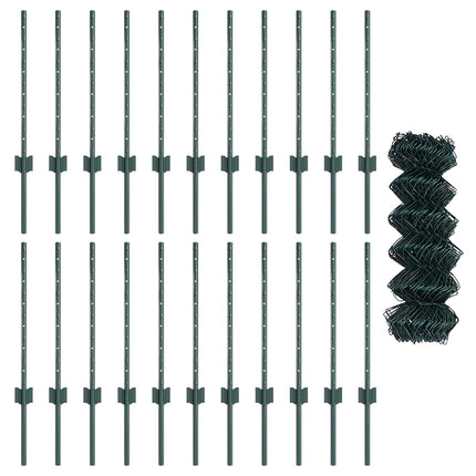 Kæde-link hegn med stolpe 25 x 0,6 m PVC-belagt stål Grøn Mesh
