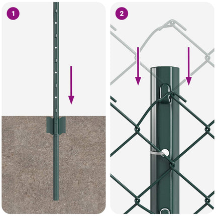 Kæde-link hegn med stolpe 25 x 0,6 m PVC-belagt stål Grøn Mesh