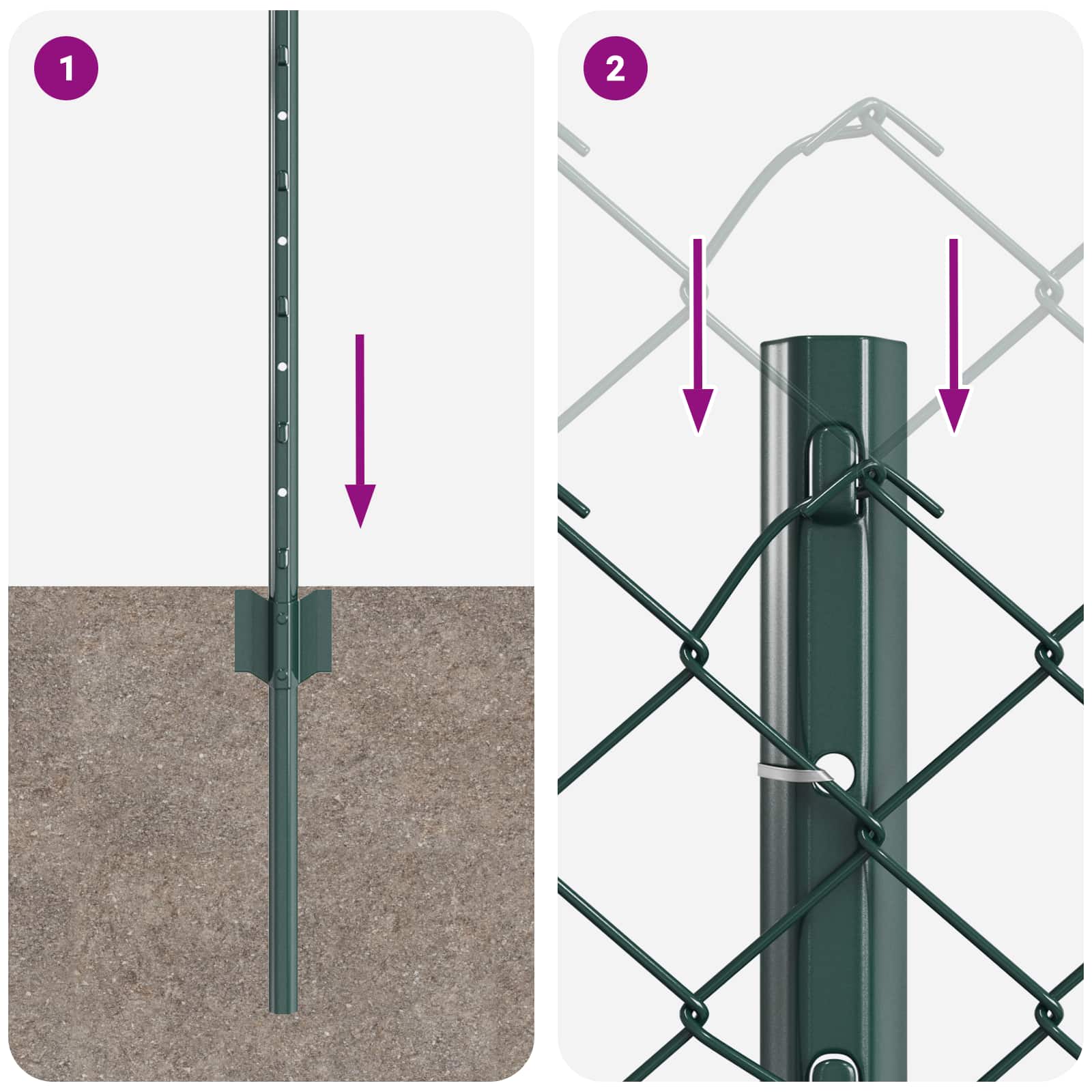 Kæde-link hegn med post 25 x 0,6 m (B x H) PVC-belagt stål Grøn
