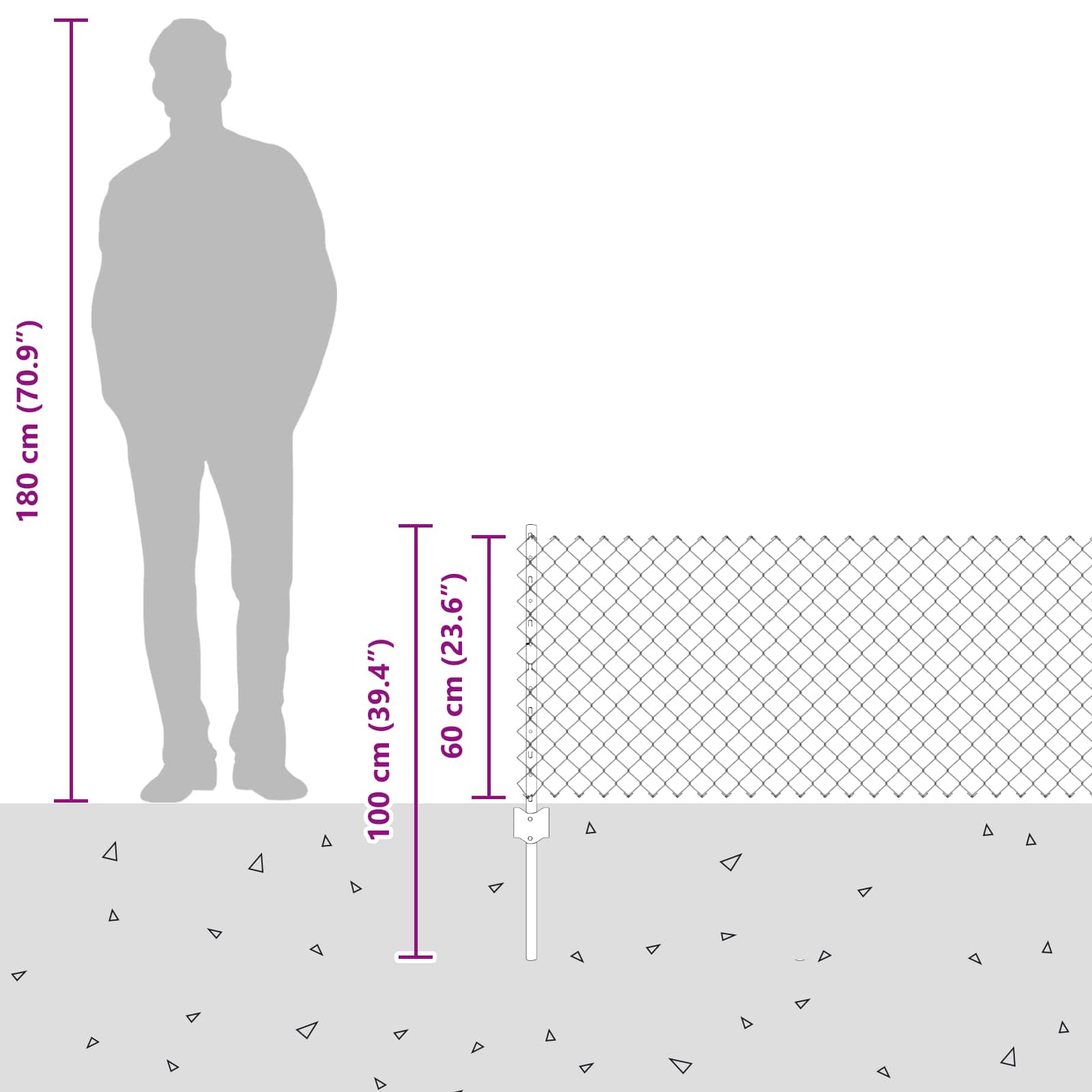 Kæde-link hegn med post 25 x 0,6 m (B x H) PVC-belagt stål Grøn