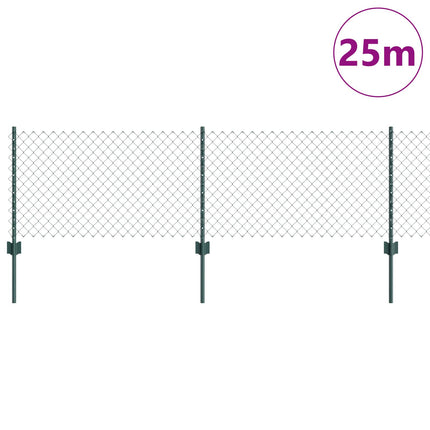 Kæde-link hegn med stolpe 25 x 0,6 m PVC-belagt stål Grøn Mesh