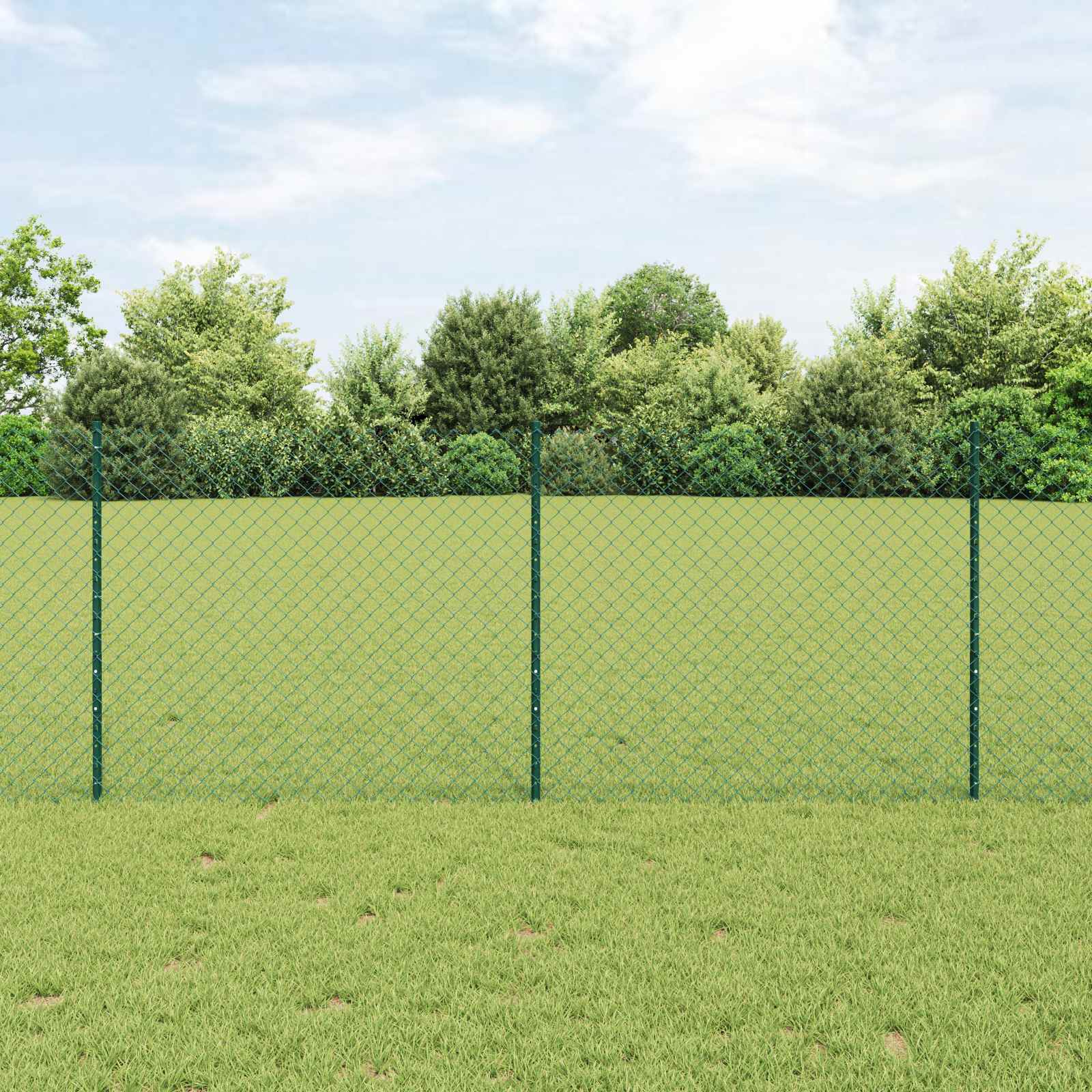 Kæde-link hegn med post 25 x 1 m (B x H) PVC-belagt stål Grøn