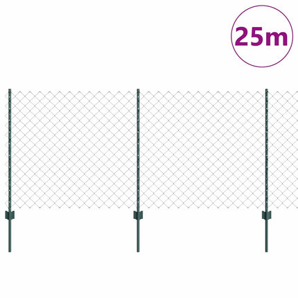 Udendørs kædehegn med stolpe 25 x 1 m Hot-Dip Galvaniseret Stål