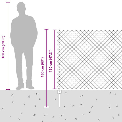 Udendørs kædehegn med stolpe 25 x 1,2 m PVC-belagt stål Grøn