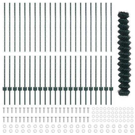 Kæde-link hegn med stolpe 25 x 1,4 m PVC-belagt stål Grøn Mesh