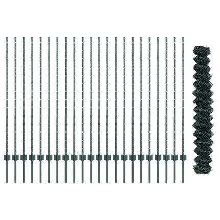 Kæde-link hegn med stolpe 25 x 1,4 m PVC-belagt stål Grøn Mesh