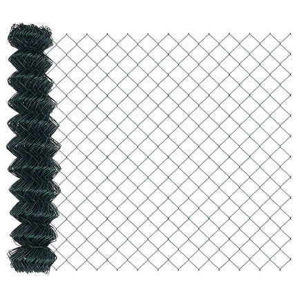 Kæde-link hegn med stolpe 25 x 1,4 m PVC-belagt stål Grøn Mesh