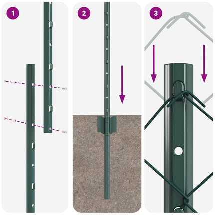 Kæde-link hegn med stolpe 25 x 1,4 m PVC-belagt stål Grøn Mesh