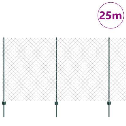 Kæde-link hegn med stolpe 25 x 1,4 m PVC-belagt stål Grøn Mesh