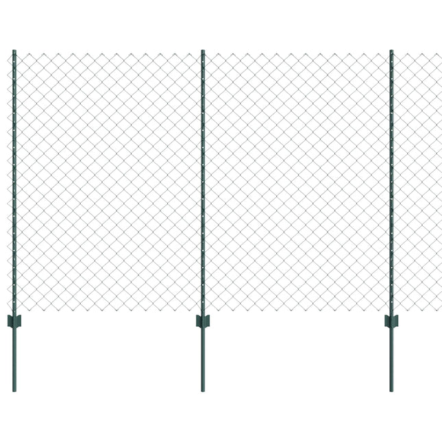 Udendørs kædehegn med stolpe 25 x 1,6 m PVC-belagt stål Grøn