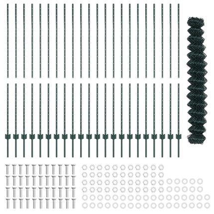 Kæde-link hegn med stolpe 25 x 1,6 m PVC-belagt stål Grøn Mesh