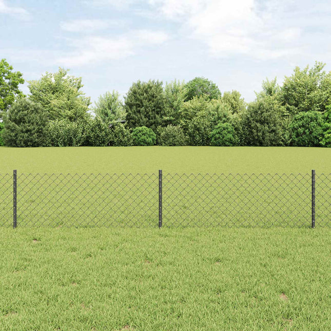Udendørs kædehegn med stolpe 10 x 0,4 m PVC-belagt stål Grå