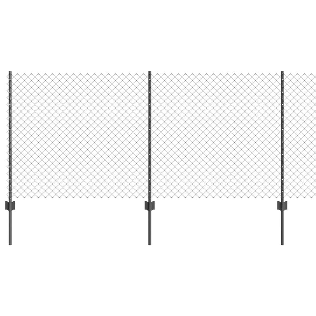 Udendørs kædehegn med stolpe 10 x 1 m PVC-belagt stål Grå Mesh