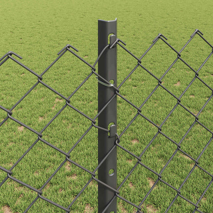 Kæde-link hegn med stolpe 10 x 1,2 m PVC-belagt stål Grå Mesh
