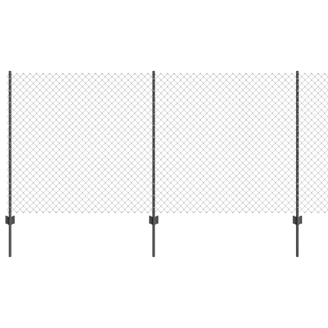 Udendørs kædehegn med stolpe 10 x 1,2 m PVC-belagt stål Grå