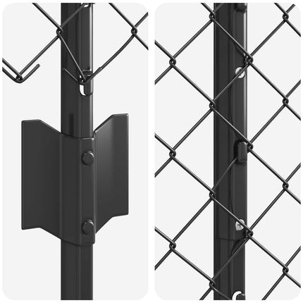 Kæde-link hegn med stolpe 10 x 1,4 m PVC-belagt stål Grå Mesh