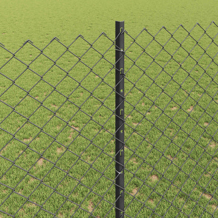 Kæde-link hegn med stolpe 10 x 1,4 m PVC-belagt stål Grå Mesh