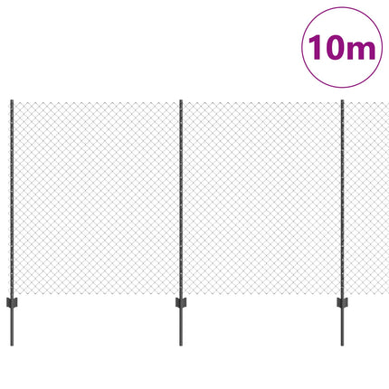 Kæde-link hegn med stolpe 10 x 1,4 m PVC-belagt stål Grå Mesh