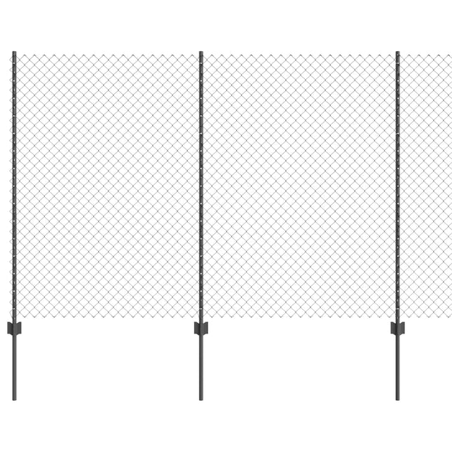 Udendørs kædehegn med stolpe 10 x 1,5 m PVC-belagt stål Grå