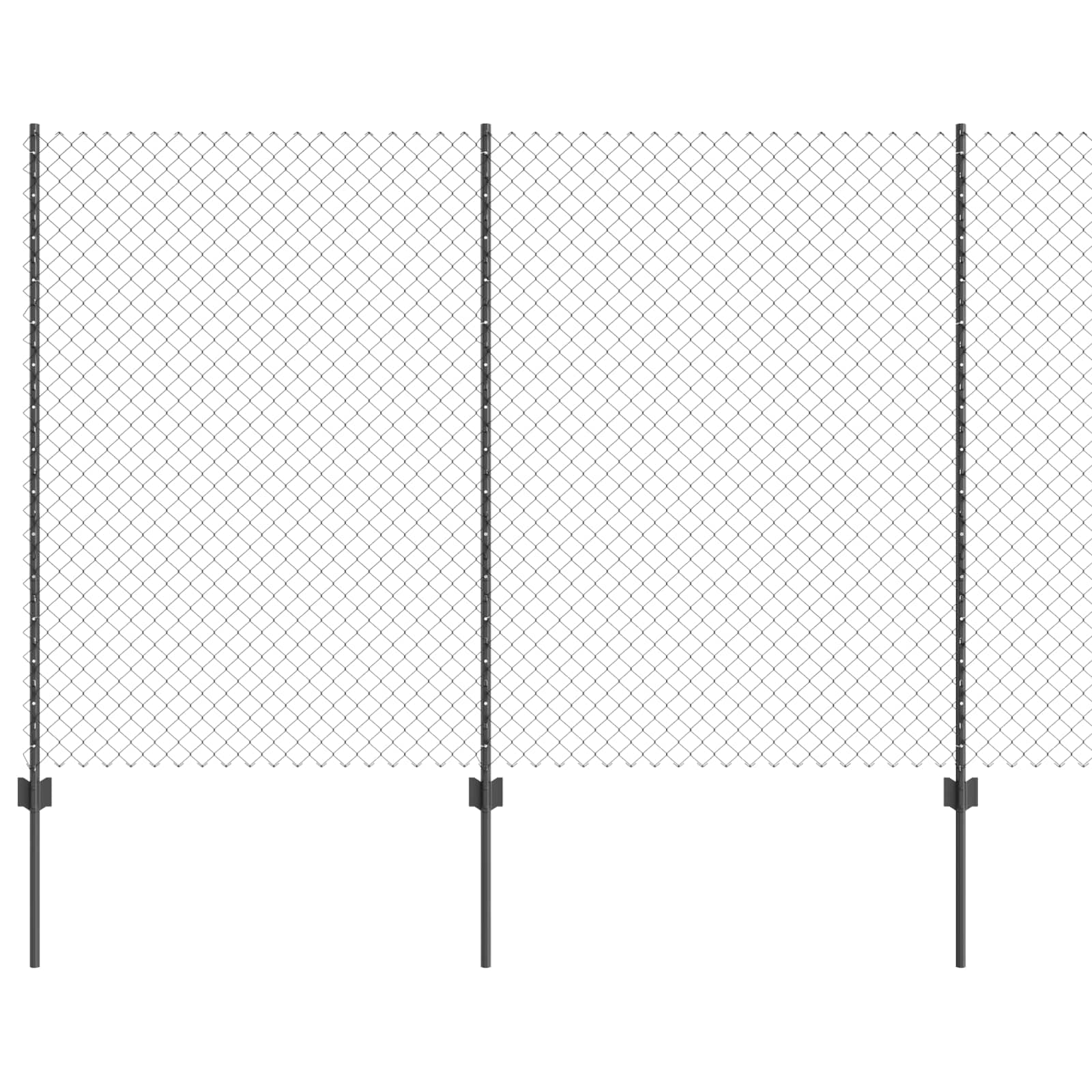 Kæde-link hegn med post 10 x 1,5 m (B x H) PVC-belagt stål Grå