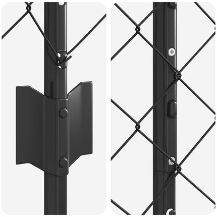 Kæde-link hegn med stolpe 10 x 1 m PVC-belagt stål Grå Mesh