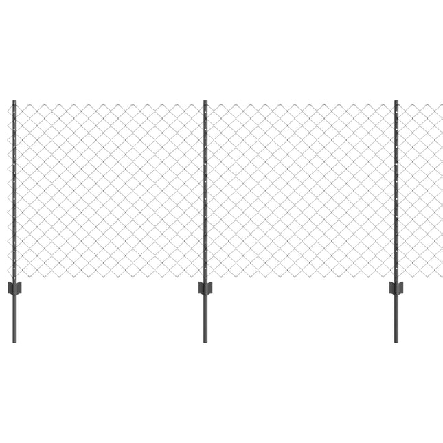 Udendørs kædehegn med stolpe 10 x 1 m PVC-belagt stål Grå Mesh