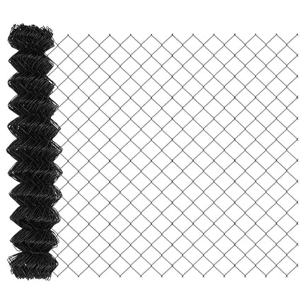 Kæde-link hegn med stolpe 10 x 1 m PVC-belagt stål Grå Mesh