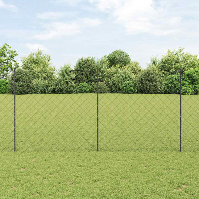 Udendørs kædehegn med stolpe 10 x 1,5 m PVC-belagt stål Grå