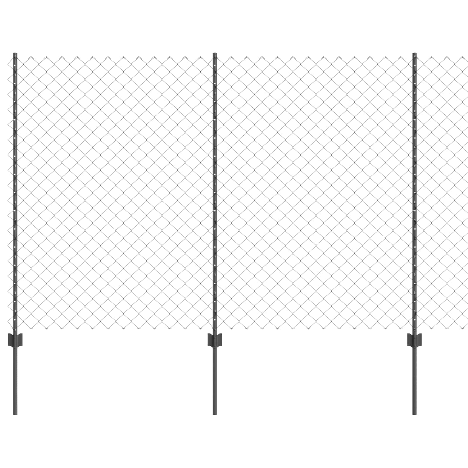 Kæde-link hegn med post 10 x 1,6 m (B x H) PVC-belagt stål Grå