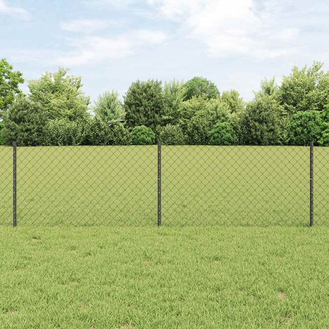 Udendørs kædehegn med stolpe 25 x 0,6 m PVC-belagt stål Grå