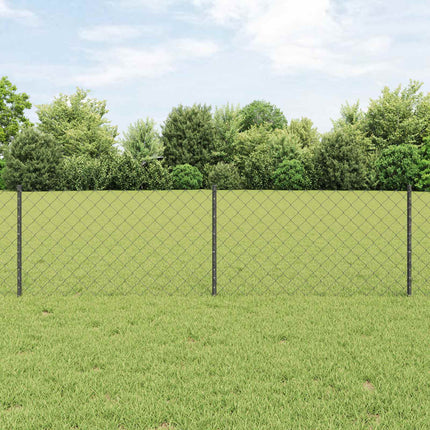 Udendørs kædehegn med stolpe 25 x 0,6 m PVC-belagt stål Grå