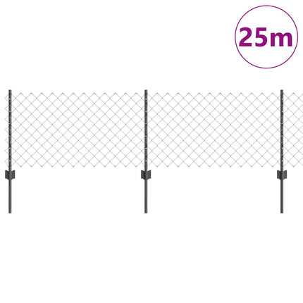 Udendørs kædehegn med stolpe 25 x 0,6 m PVC-belagt stål Grå