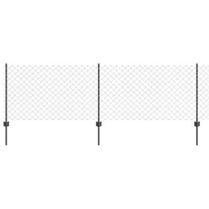 Kæde-link hegn med stolpe 25 x 0,8 m Galvaniseret stål Grå Mesh