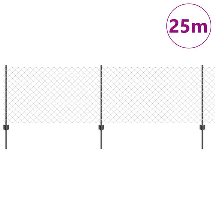 Udendørs kædehegn med stolpe 25 x 0,8 m Grå Mesh