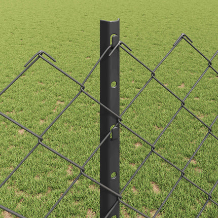 Kæde-link hegn med stolpe 25 x 1,2 m PVC-belagt stål Grå Mesh