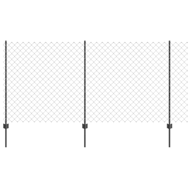 Udendørs kædehegn med stolpe 25 x 1,2 m PVC-belagt stål Grå