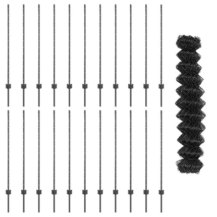 Kæde-link hegn med stolpe 25 x 1,2 m PVC-belagt stål Grå Mesh