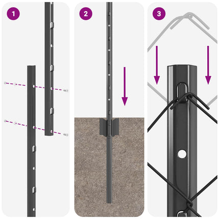 Kæde-link hegn med stolpe 25 x 1,2 m PVC-belagt stål Grå Mesh