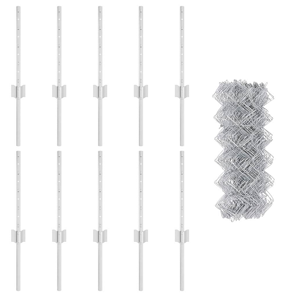Kæde-link hegn med post 10 x 0,4 m (B x H)