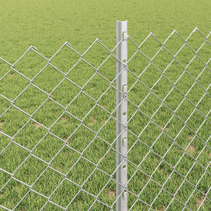 Udendørs kædehegn med stolpe 10 x 0,8 m Sølv Mesh