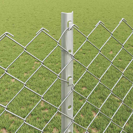 Udendørs kædehegn med stolpe 10 x 1,2 m Sølv Mesh