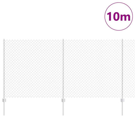 Udendørs kædehegn med stolpe 10 x 1,2 m Sølv Mesh