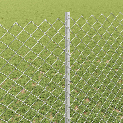 Udendørs kædehegn med stolpe 10 x 1,4 m Sølv Mesh